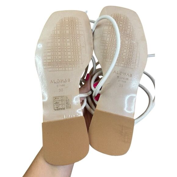 Alohas Lace It Up Ivory Leather Sandals Size 8 US New with Minor Flaws - Picture 7 of 9